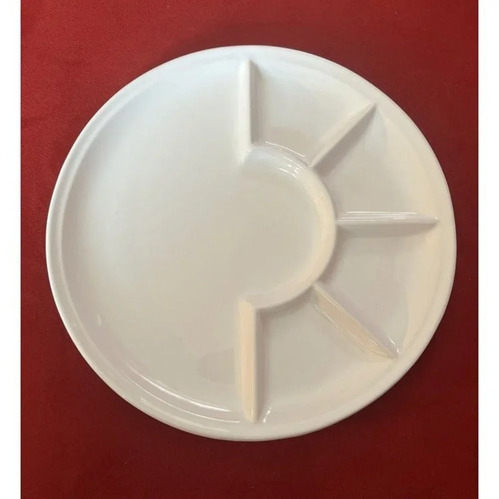 Vintage Sur La Table Portugal Divided Plate White 10” Porcelain Heavy Rare Nice